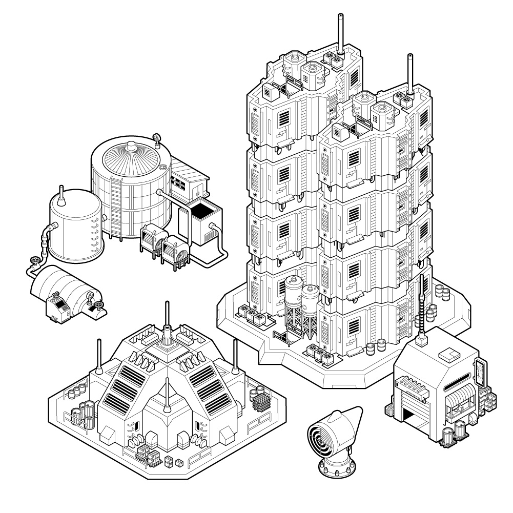 Isometric factory line illustration Factory illustration J-EIGHT structure Game Illustration