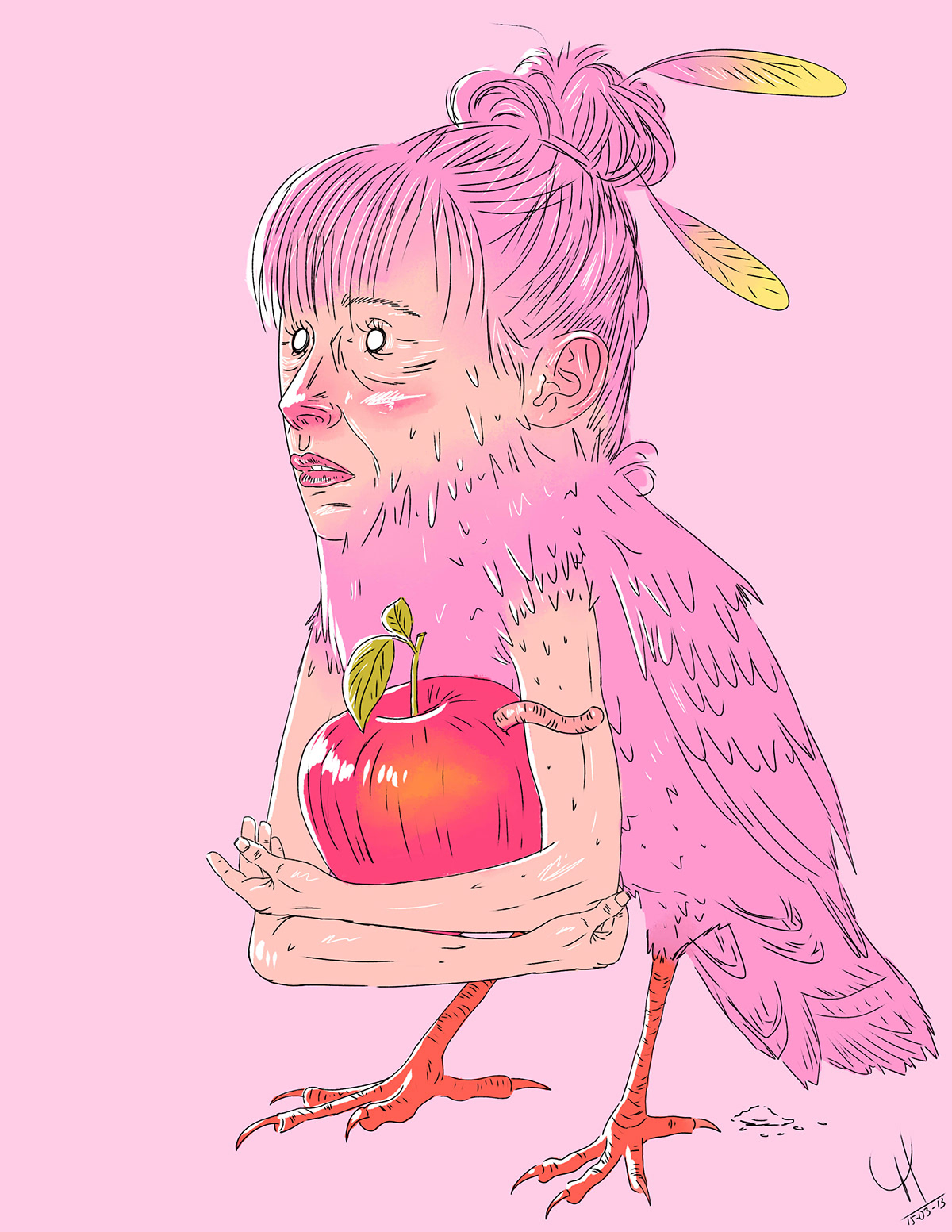 morph bird woman apple