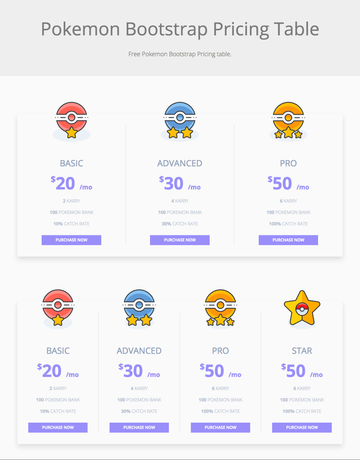 Bootstrap Pricing table free Bootstrap Pricing table Pokemon Bootstrap pricing table download free Pricing