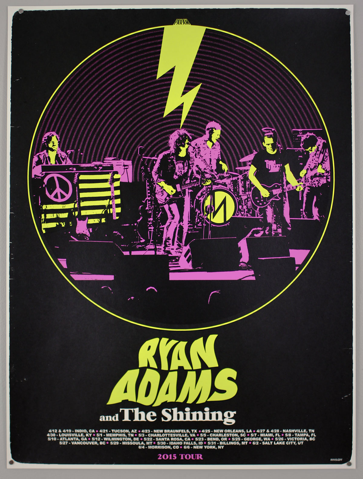 RYAN ADAMS concert gig poster LOS ANGELES 8-5-16 2016 ivan minsloff 