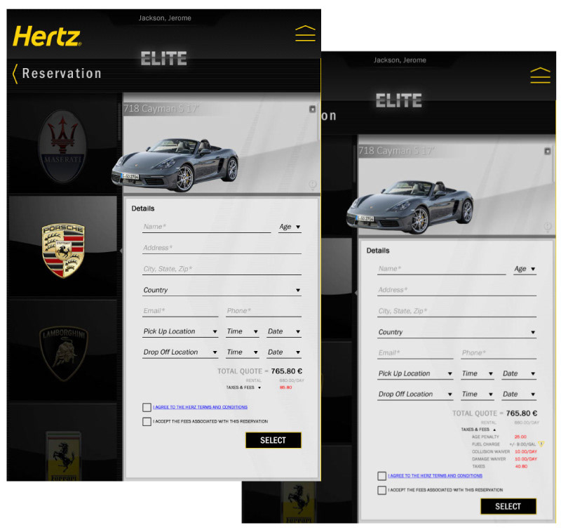 HERTZ Elite Hertz Elite Case Study ux design UI/UX