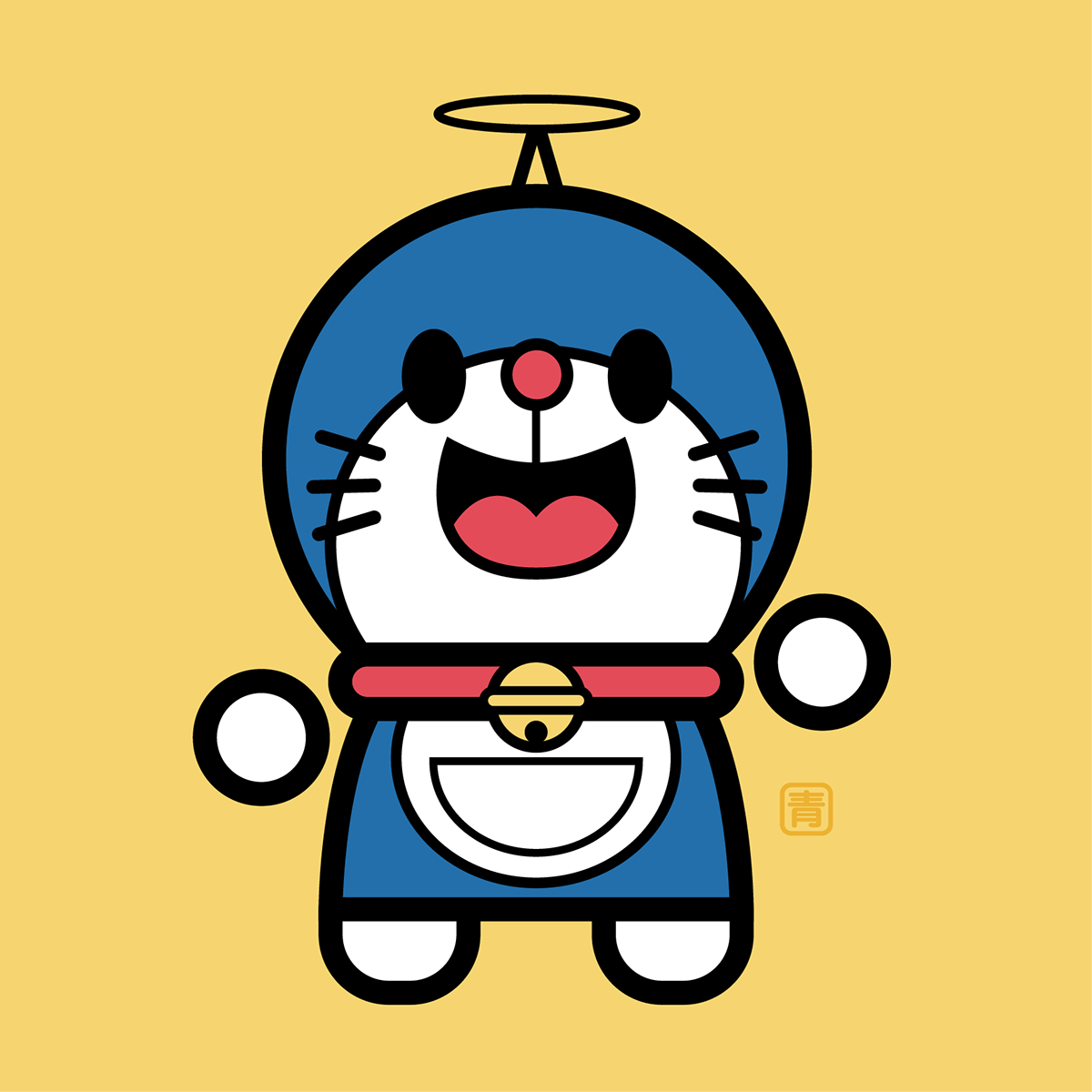 Doraemon tribute gato cósmico kawaii Cat stickers