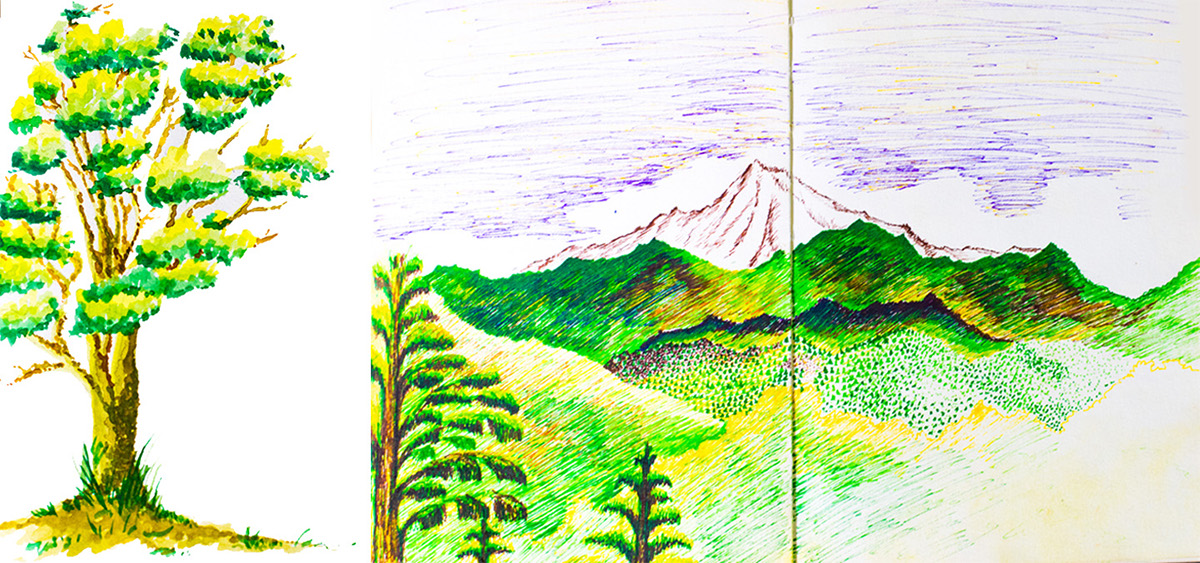 Adobe Portfolio Himachal pradesh HImachal Pradesh India mountains sketches Travel Diary Landscape dharamshala parvati valley stabilo watercolour brush