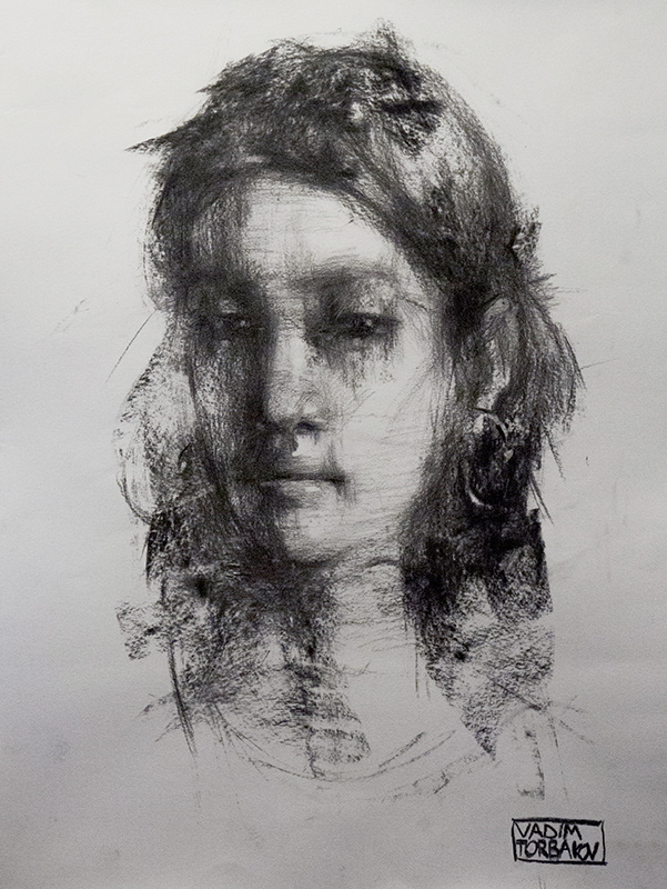 charcoal paper torbakov sketch head study Drawing  vine expressive impression