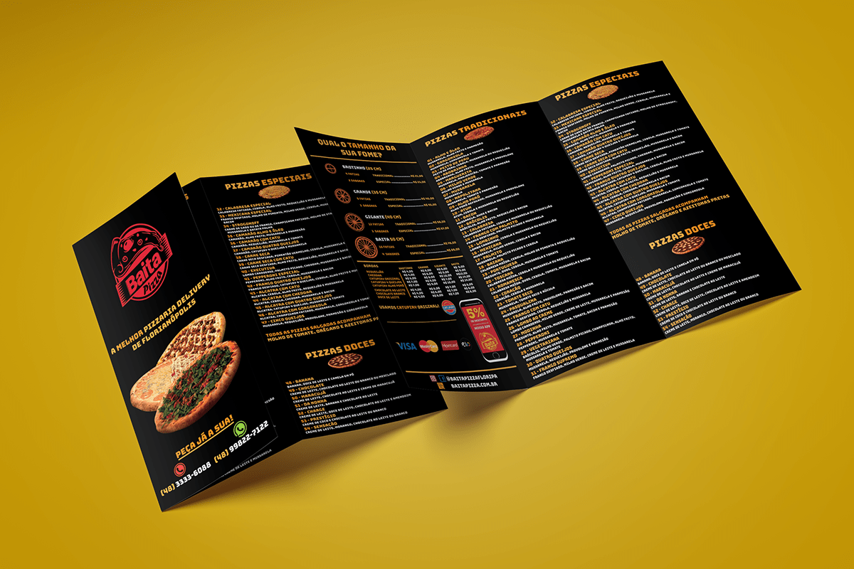 print redesign redesign Pizza pamphlet brochure panfleto folheto flyer graphic design 