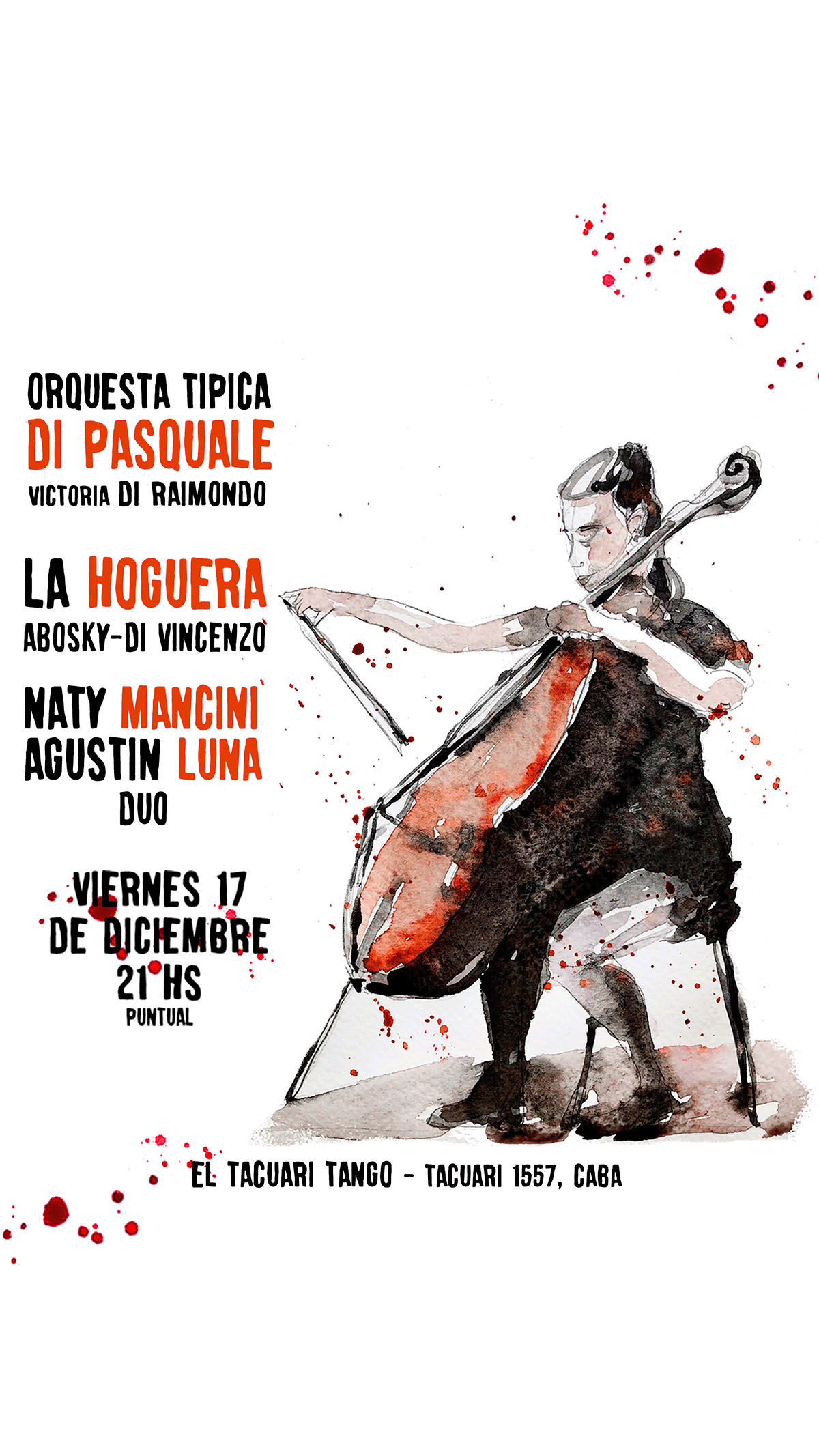 acuarela buenos aires cello musician orchestra Orquesta Típica tango tipical orchestra Violin violoncello