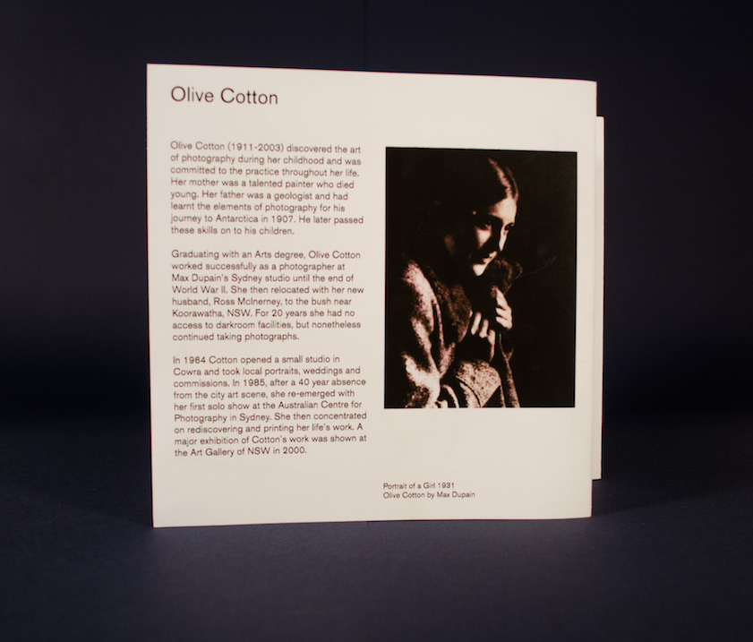 Olive Cotton Award Layout Design print photography award folded folding concertina fold book Booklet