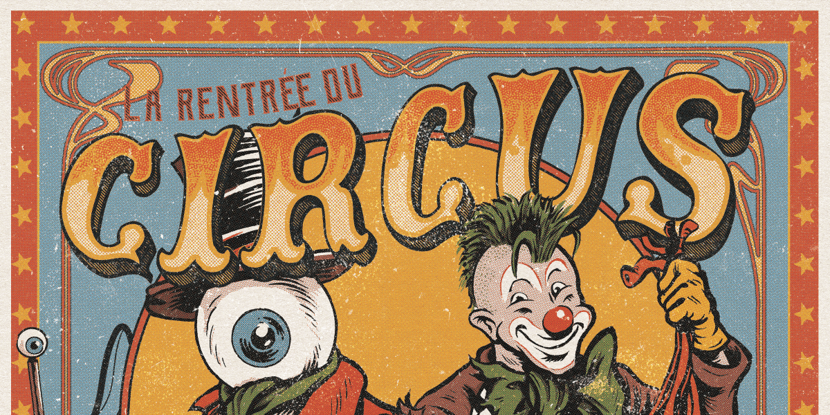 ILLUSTRATION  poster flyer Social media post Graphic Designer Circus gigs clown horror eyes