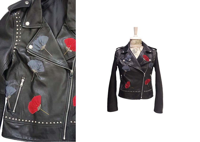 outer wear fall winter leather jackets Flowers