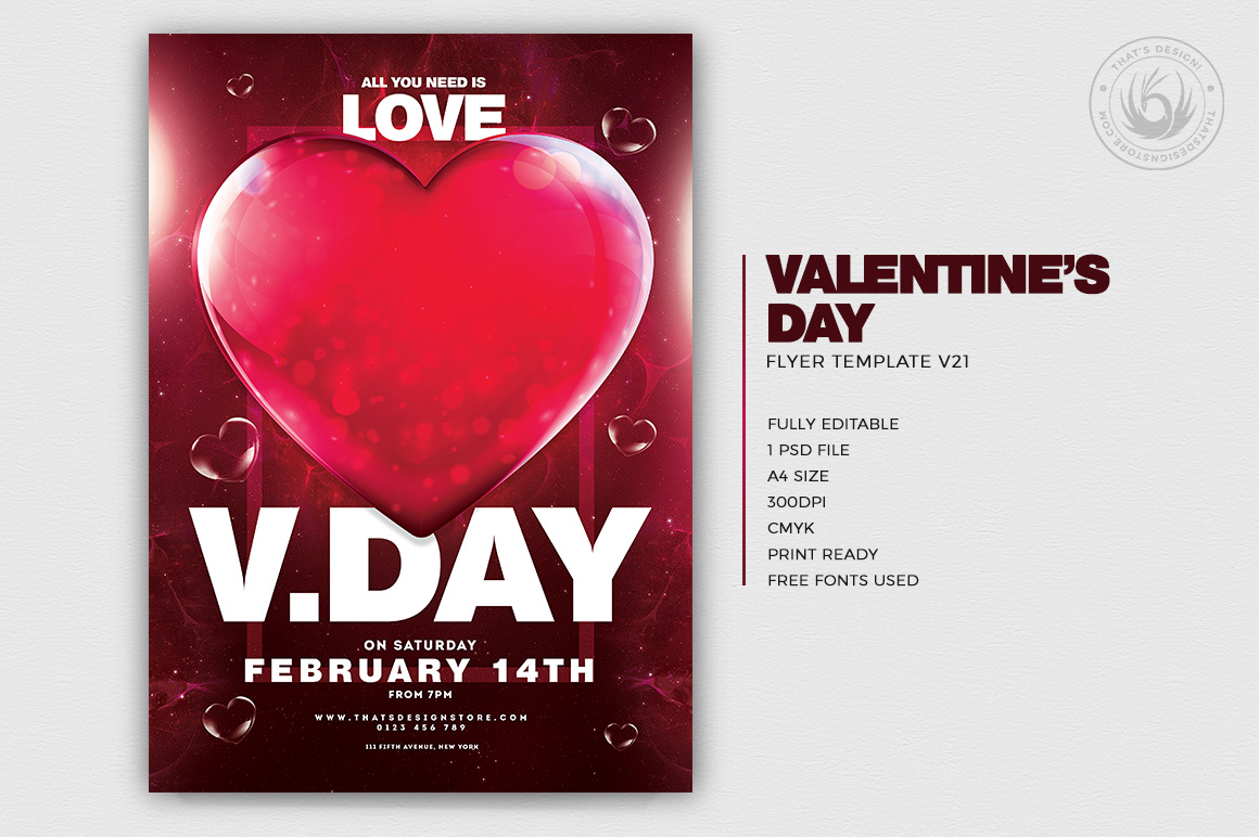 flyer poster template Love vday valentine valentines Day party club