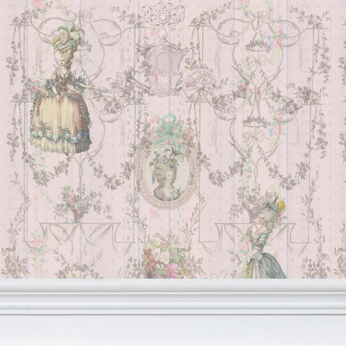 versailles French ornate wallpaper baroque pink pastel rococo elegant marie antoinette
