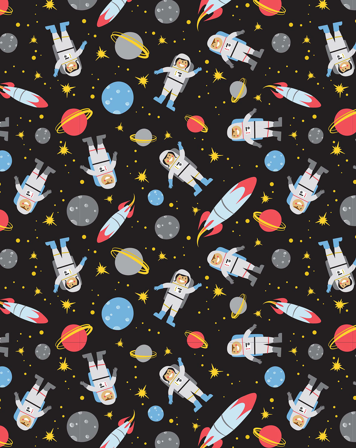 Retro space age Textiles pattern mock up atomic age flat graphic