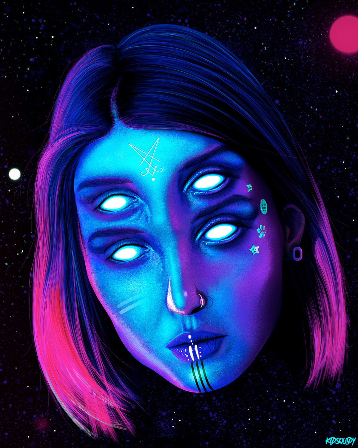 dark ILLUSTRATION  lockdown music neon painting   pop popsurreal poster surreal