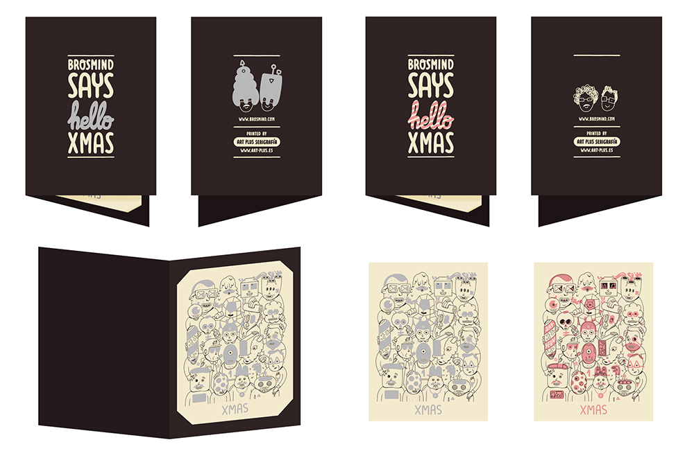 xmas cards Screenprinting limited edition Brosmid Mikel Urmeneta Paco Roca