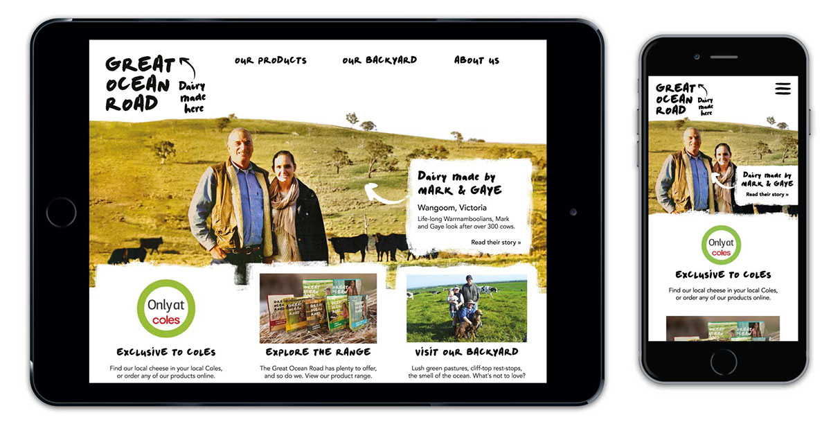 great ocean road Dairy Saputo Website webpage homepage mobile desktop handcrafted warrnambool milk Cheese farmers concept