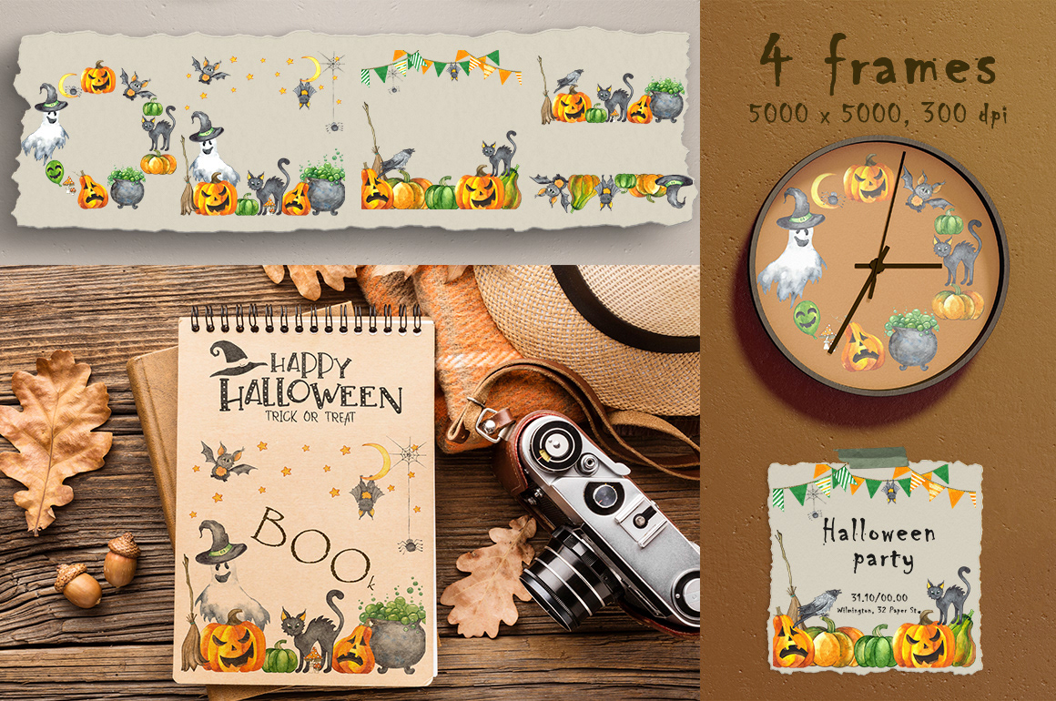 celebration Halloween hand drawn Holiday horror party pattern pumpkin watercolor watercolour