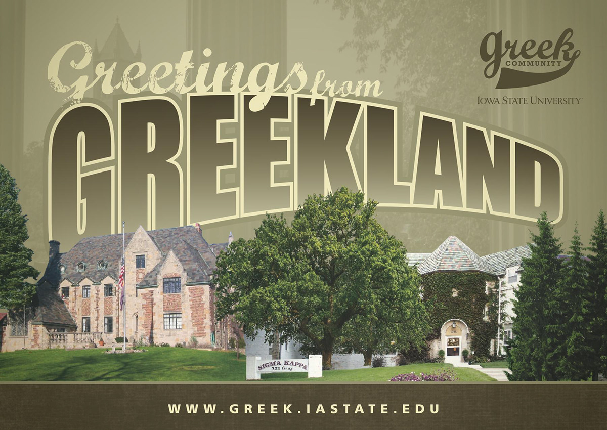 iowa state college Greek community greek re-design postcard annual report magazine University Fraternity sorority
