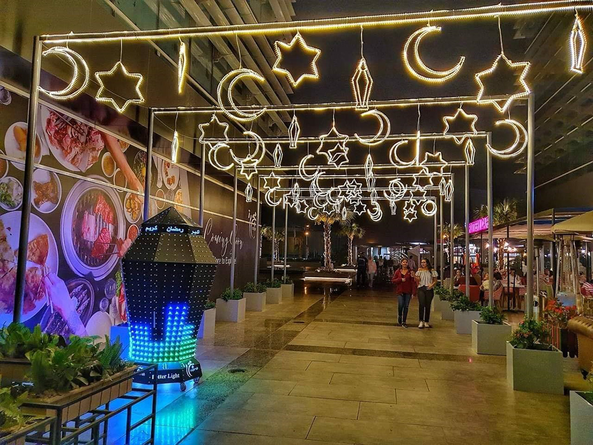 Majarrah mall ramadan decoration activation gate booth light decor decorations
