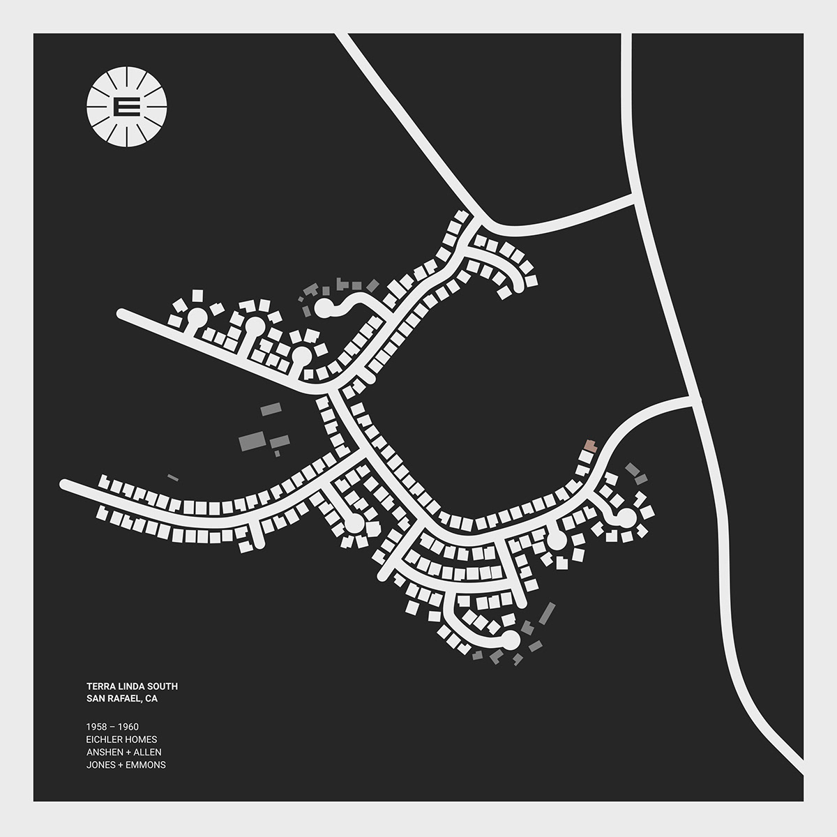 Terra Linda South minimalist MCM neighborhood map
