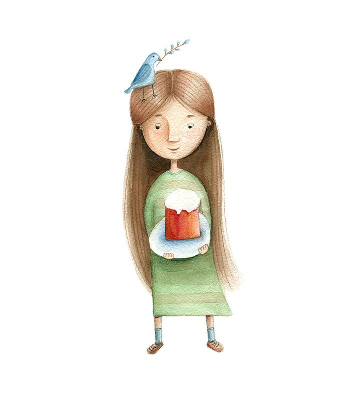 watercolor ILLUSTRATION  pencils children's book girl Character