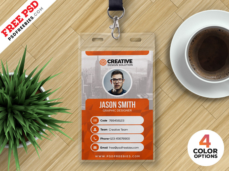 free psd psd id card identity card photoshop Free Template print Office ID Card free design office card