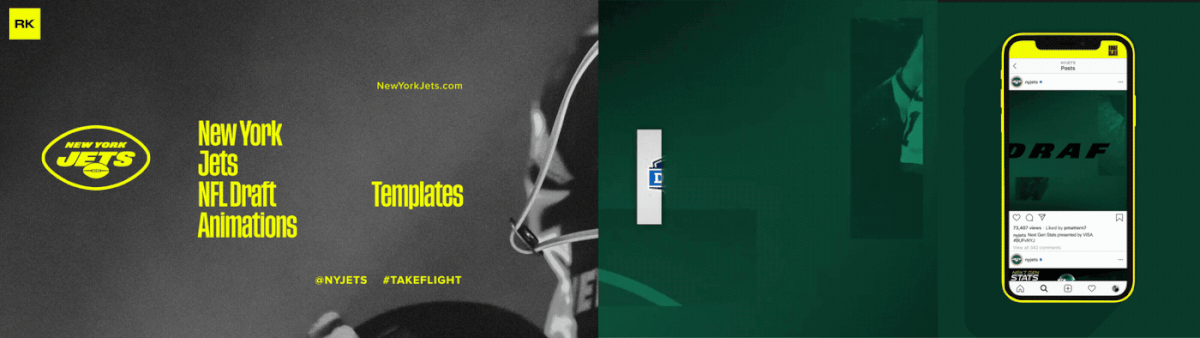 design Draft football jets motion graphics  New York nfl social media sports templates