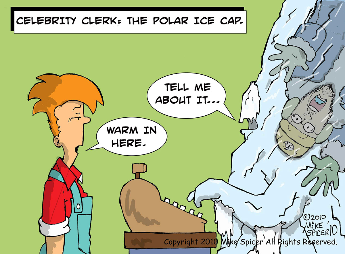 Celebrity polar ice cap melting global warming cartoon
