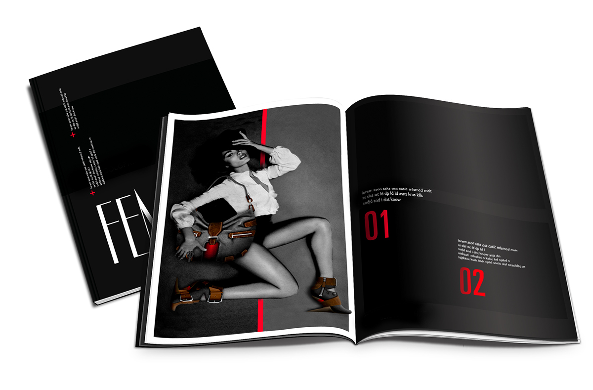 fashion design brand identity draw women femme sketch design dress red business card magazine