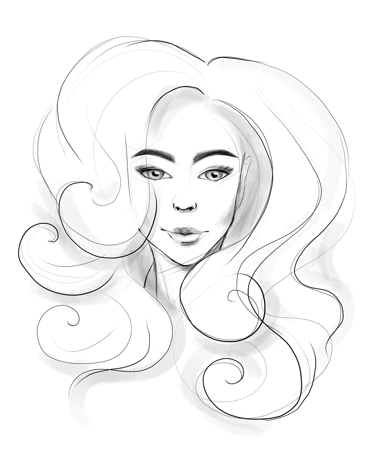 hair hairstyle girl sketch haircut Drawing  sketchbook CG
