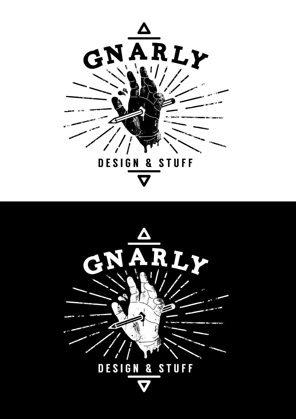 gnarly gnar visual identity logo pencil
