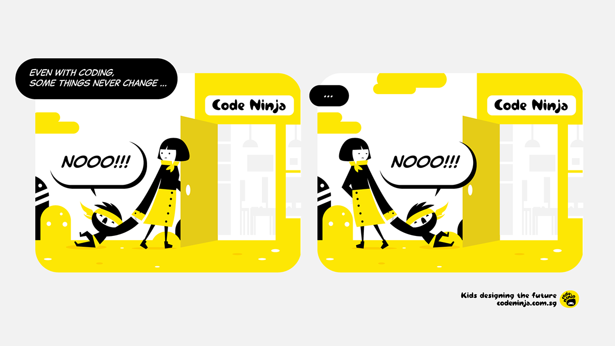 logo ninja code coding kids school ILLUSTRATION  Character design vector