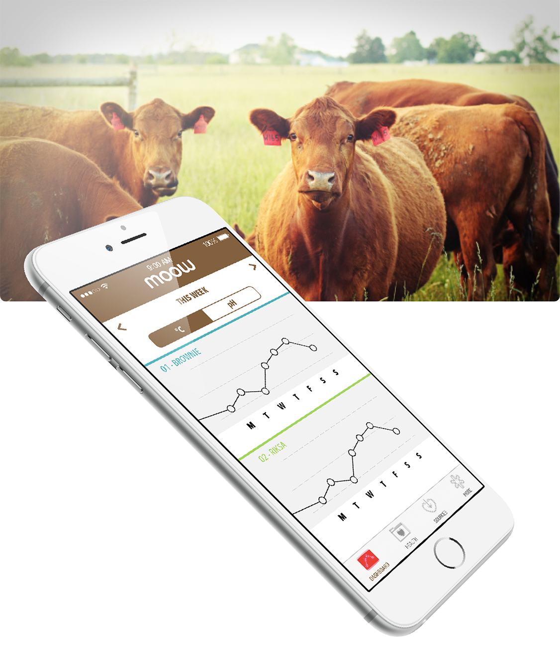 sensor IoT 3dprinting design product maform budapest design studio veterinary design UI cow monitoring system