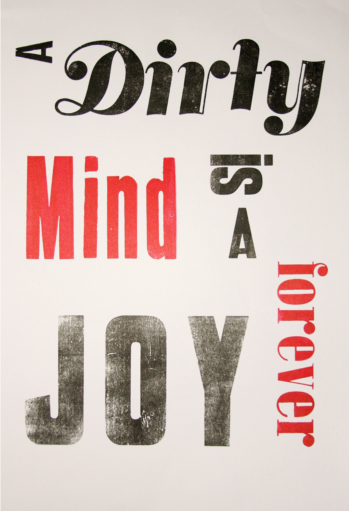 dirty mind red and black letterpress