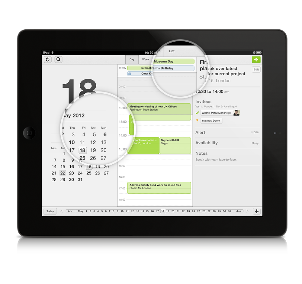 iPad  calendar   UI  app  divide  enterproid