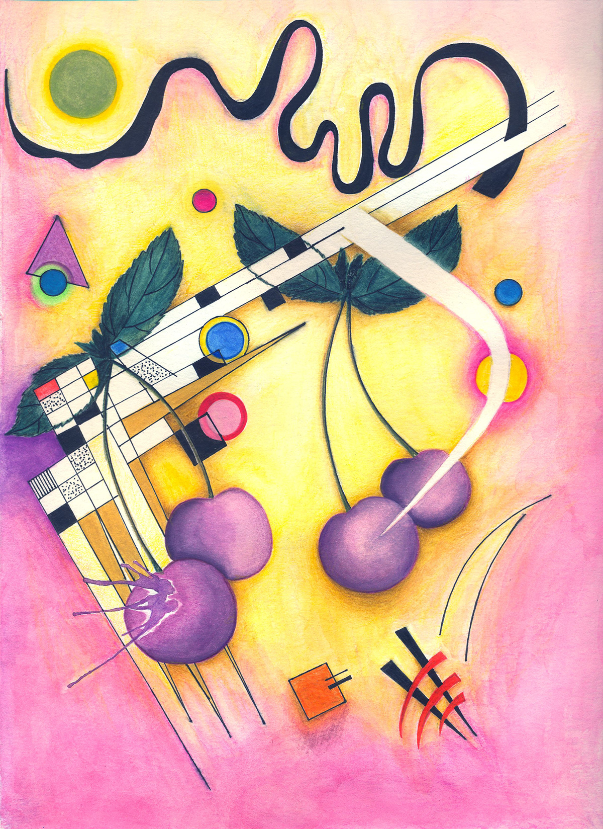 fruit juice package sour cherry limited edition painter characteristic Style kandinsky