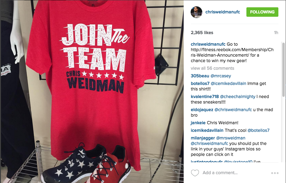 reebok UFC Chris Weidman  apparel graphics graphics tshirt