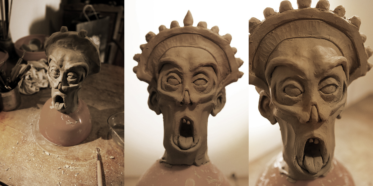 clay hand made broken figure head face handmade modeling model sculpture