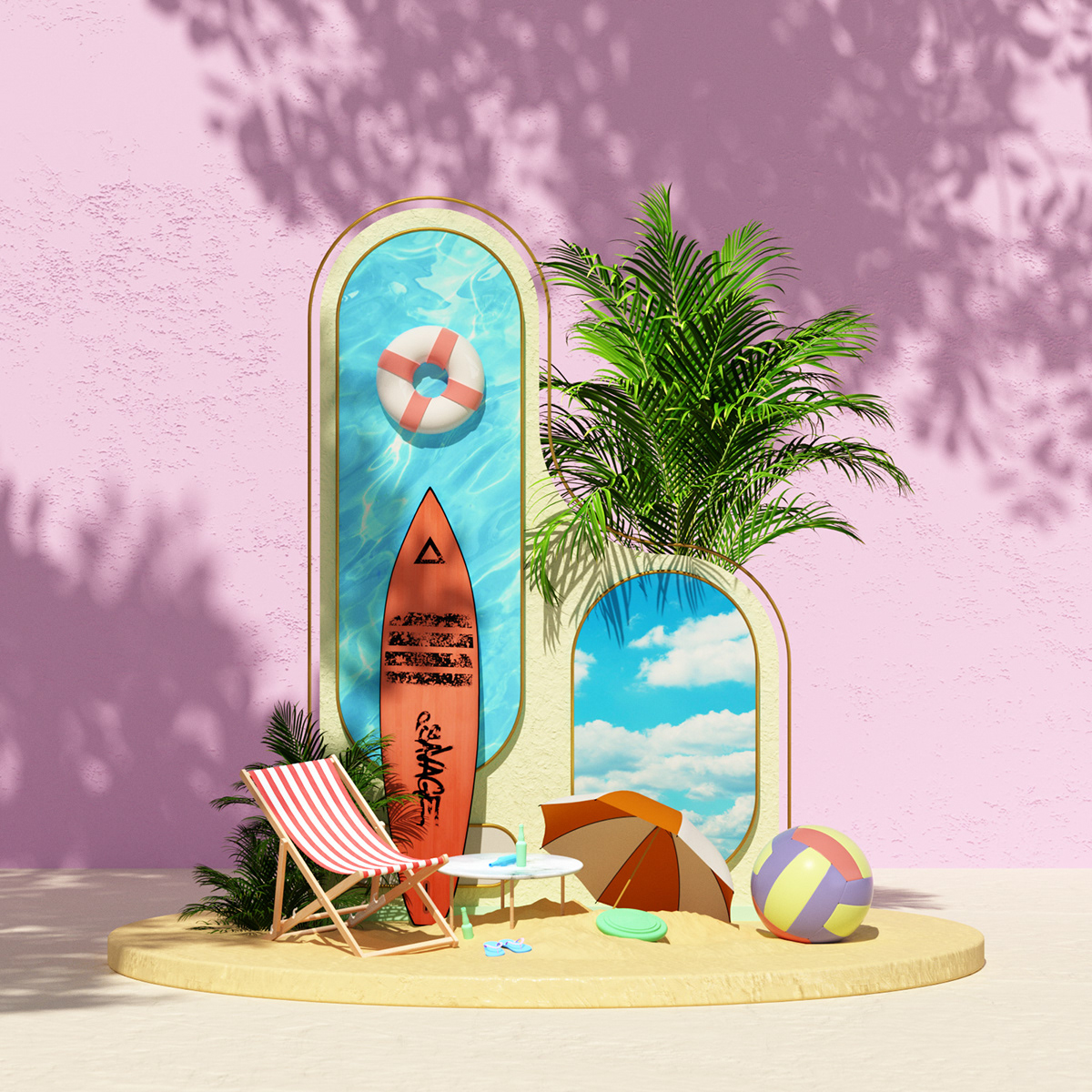 3D abstract cinema4d happy ILLUSTRATION  octane pastel personal exploration summer visualization