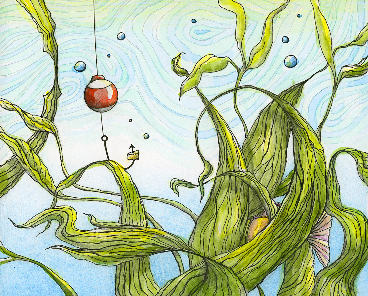 underwater fish traditional Storyboards prismacolor watercolor