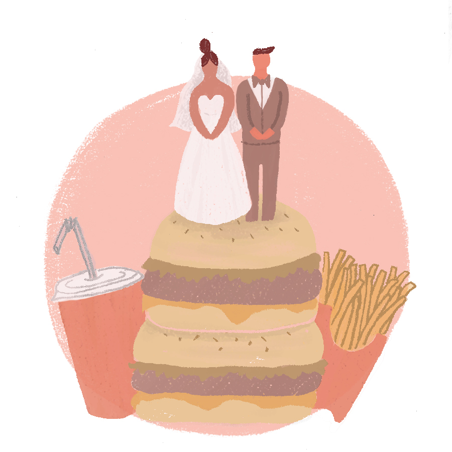 wedding bridal Baltimore magazine editorial Fast food ILLUSTRATION  party