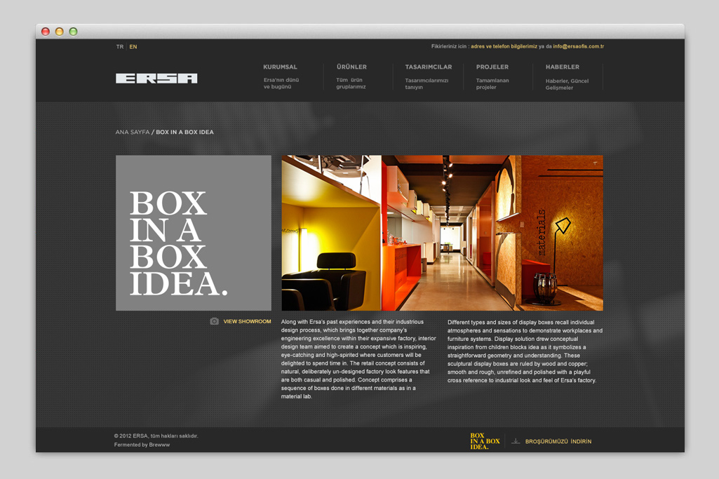 ersa  furniture dark yellow Corporate Site Design