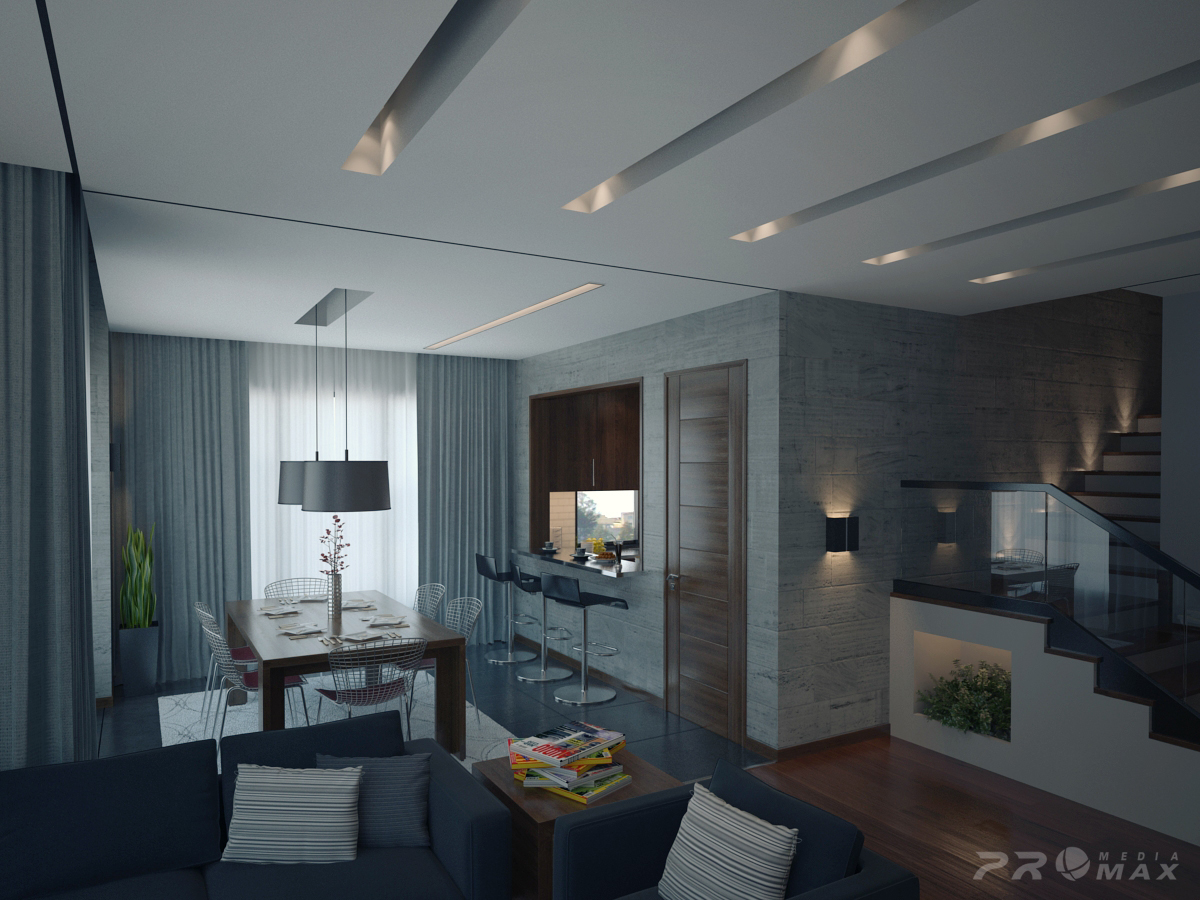 duplex apartment Interior design 3D visualizatio 3ds max vray modern contemporary living dining kitchen Entrance