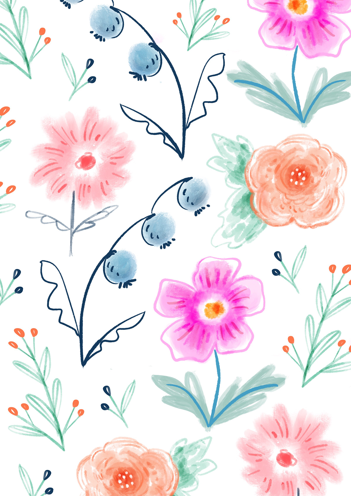 Adobe Portfolio Flowers Fruit ILLUSTRATION  Patterns surface pattern design