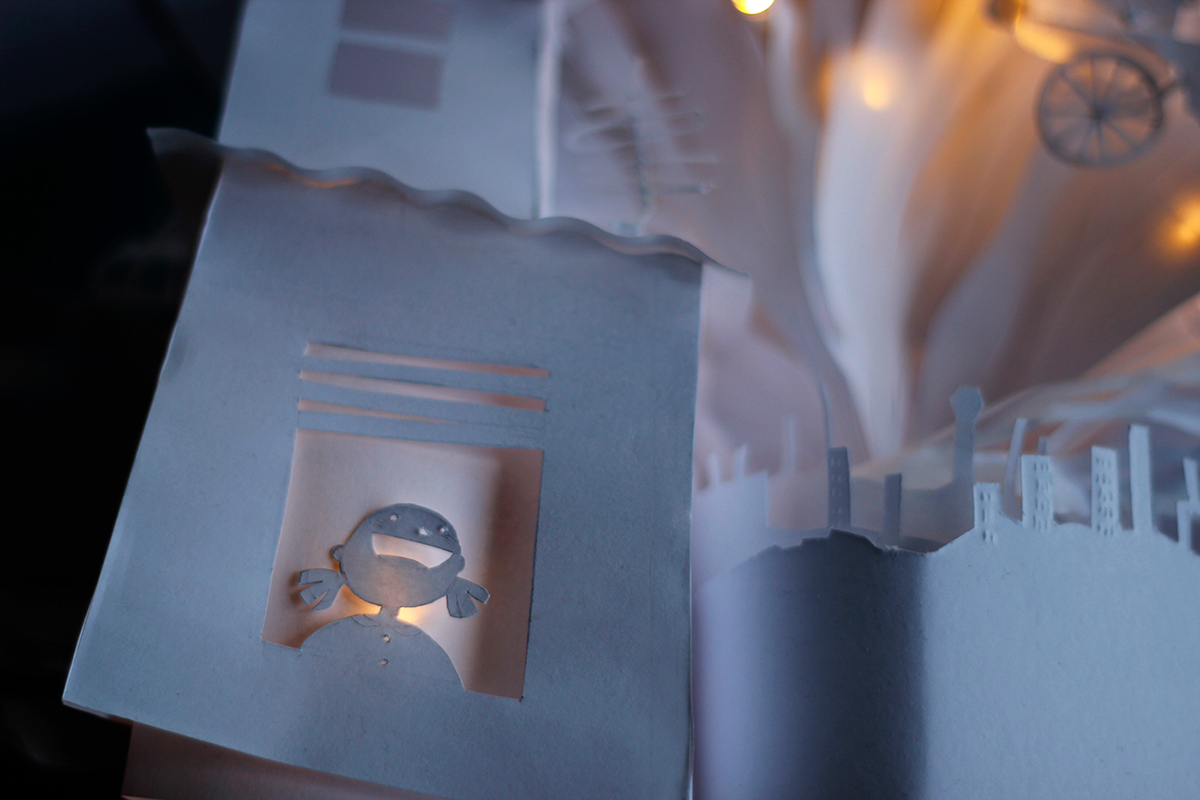 Character design  Prop Design machine background paper sculpture light installation led lights sculpture papercut lightbox