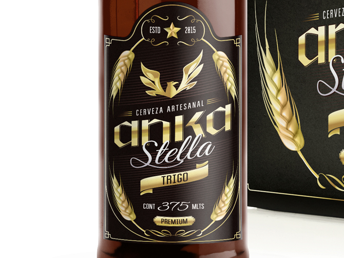 ANKA beer bottle sixpack Label bird fire liquor grain