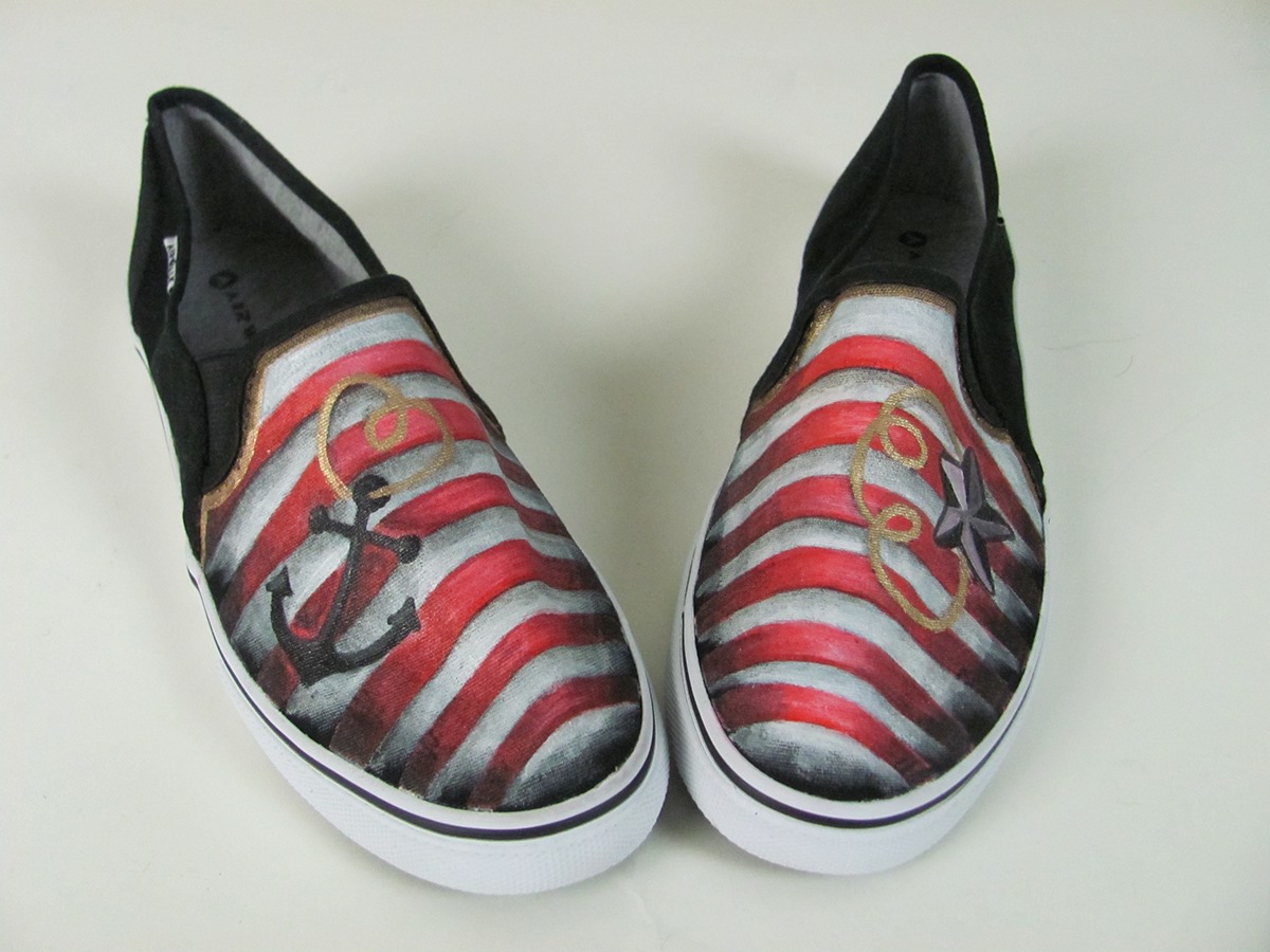 shoes Fabric Painting parkway drive band blue waves World of warcraft I See Stars nautical  canvas  commission  converse