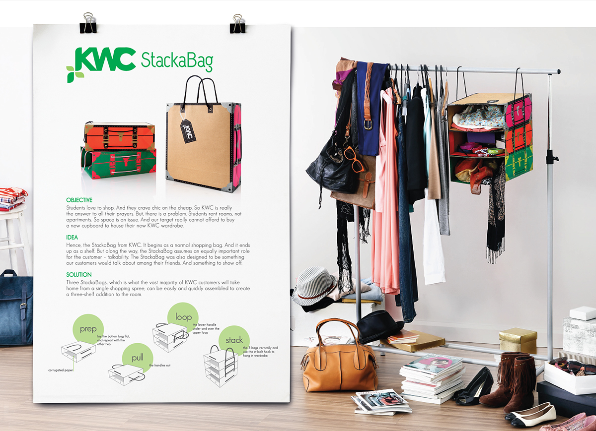 KWC Stackabag paperbag paper bag design creative packaging bag creative bag closet organizer idea closet ideas wardrobe suitcase JWT