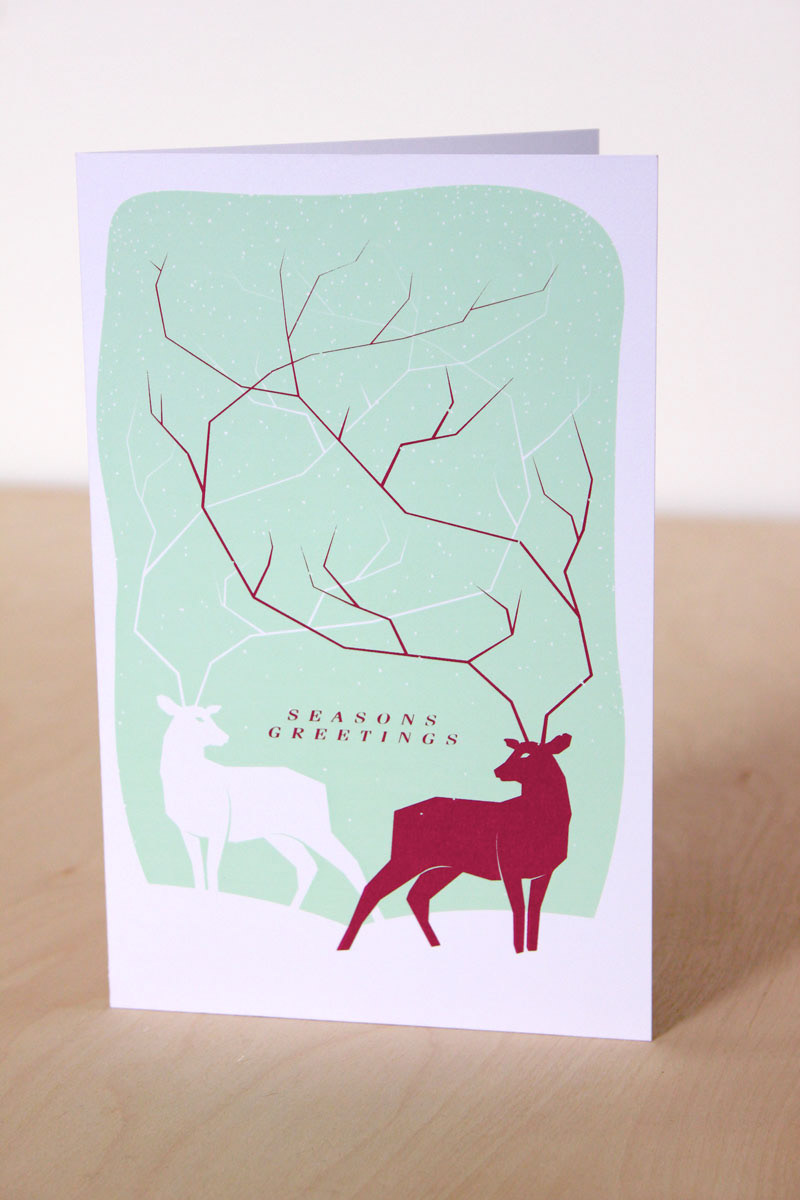 silkscreen screenprint holiday cards  letterpress screen printing one color two color lettering illustrative design