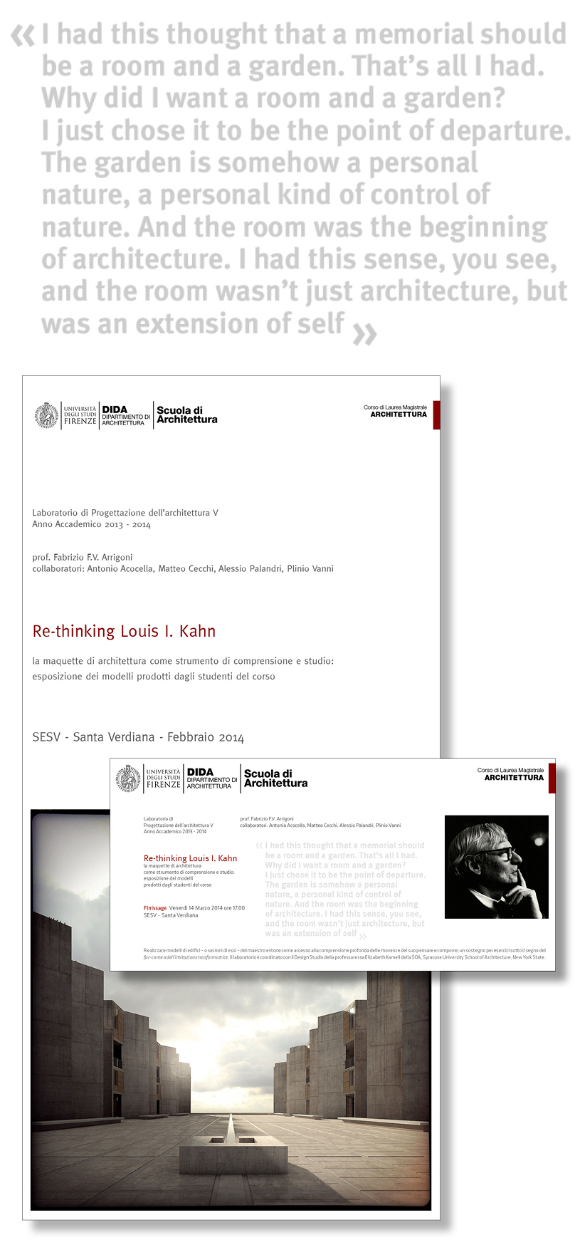 Louis I. Kahn Exhibition  architettura unifi DIDA Florence firenze università mostra