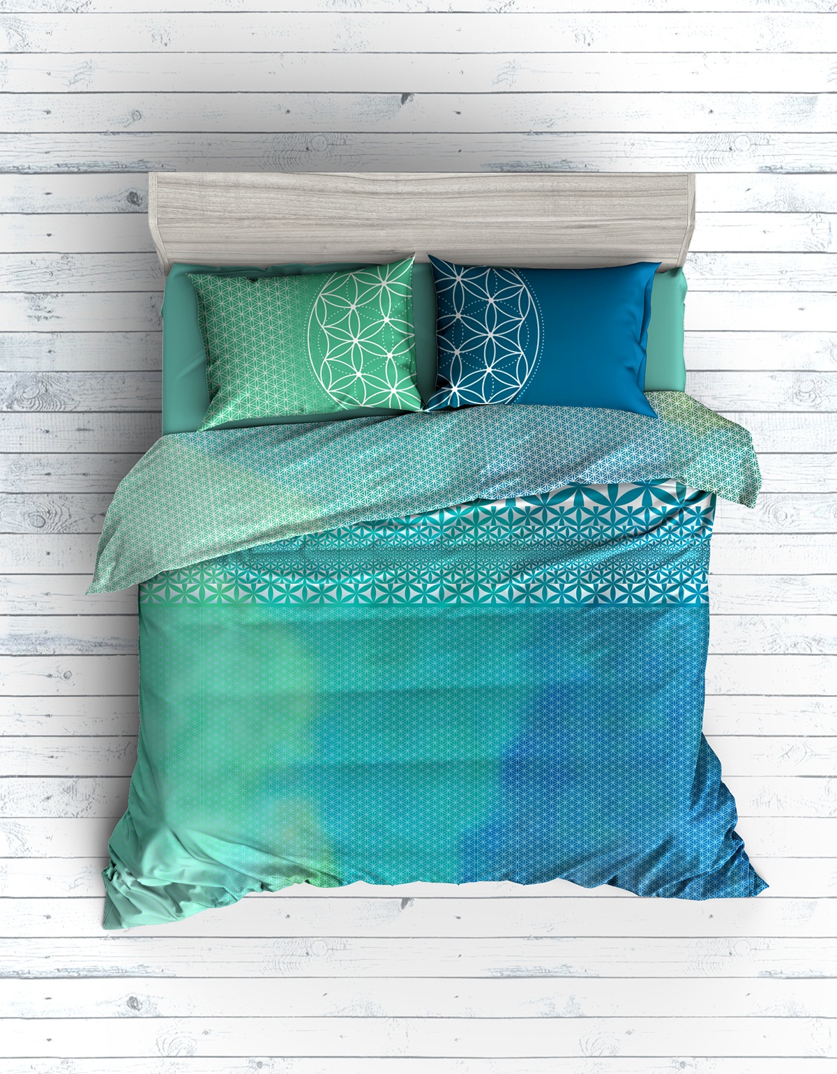 bedding bed linen textile print bed flower of life sacred geometry